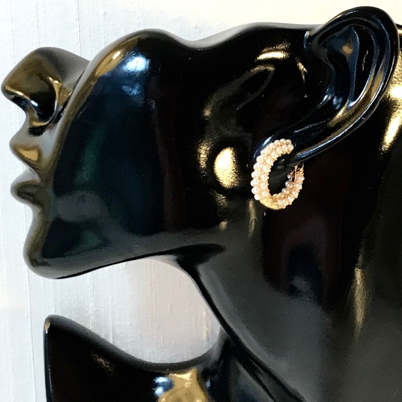 Zara Pearl Pavè Huggie Hoops - Picture 6 of 8